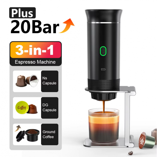 Aparat de cafea espressor portabil electric, 3 în 1, Capsula si Paduri