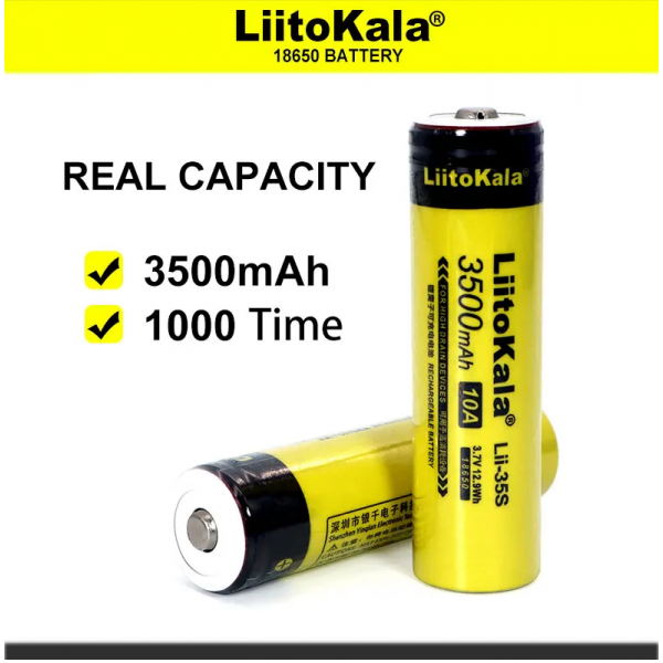 Set 2 Acumulatori LiitoKala Lii-35S 18650 3.7V 3500mAh, baterie reincarcabila cu litiu