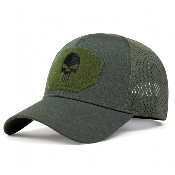Sapca militara, marime reglabila. Verde militar, Patch Skull cusut