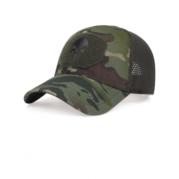 Sapca militara, marime reglabila. Camo Jungle, Patch Skull cusut