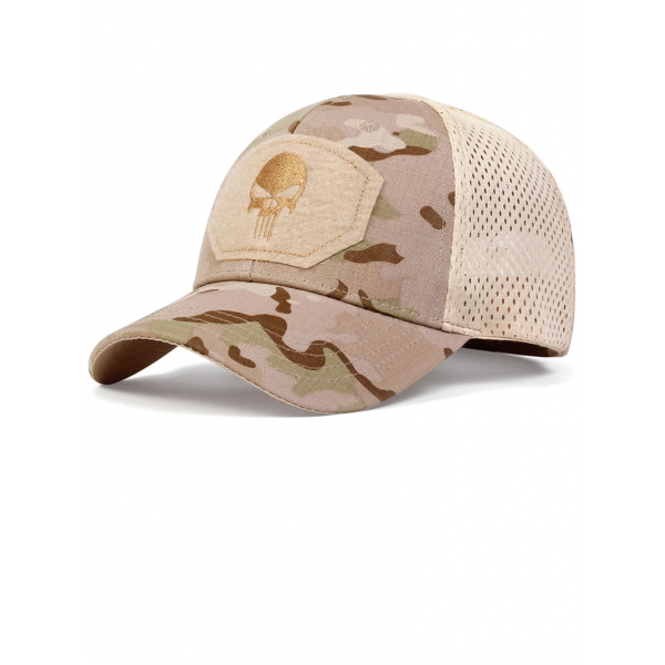 Sapca militara, marime reglabila. Camo Desert, Patch Skull cusut