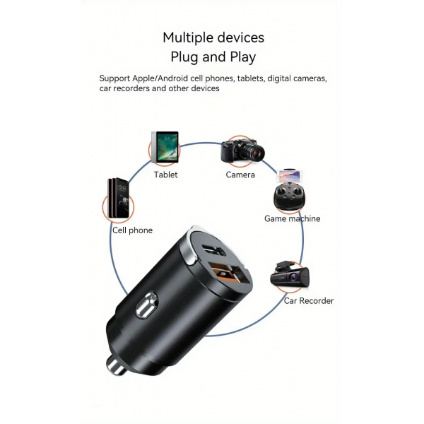 Incarcator Auto Mini 66w, 2 intrari, negru